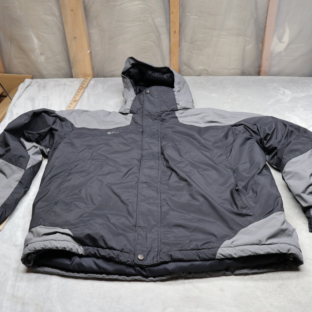 Columbia Ascender Jacket Men Xl Grey Softshell Quilted Waterproof Puffer Logo